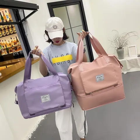 Large Capacity Foldable Travel Bag For Women Men Waterproof Gym Sports Shoulder Bag Dry Wet Separation Luggage Duffle Bag