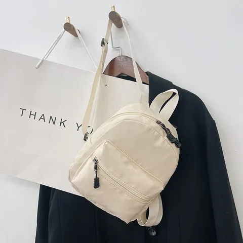 Women Fashion Nylon Mini Backpack Korean Minimalist Casual Shoulder Bag Lightweight School Student Travel Small Rucksack