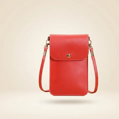 Vertical Mobile Phone Bag PU Leather Crossbody Small Shoulder Purse With Touch Screen Window For Women Minimalist Style
