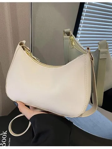 Damen Mode PU Leder Achseltasche Minimalistische Kleine Quadratische Schultertasche Crossbody Hobo Handtasche Reißverschluss