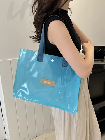 Women Transparent PVC Jelly Bag Large Capacity Waterproof Summer Beach Shoulder Bag Urban Minimalist Fashion Tote Handbag