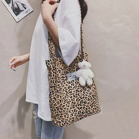 Women Fashion Printed Nylon Tote Bag Large Capacity Casual Shoulder Bag Japanese Minimalist Floral Animal Print Shopping Handbag