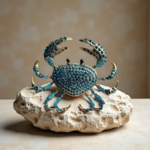 Exaggerated Crab Brooch For Women Alloy Rhinestone Animal Lapel Pin Gold Plated Crystal Corsage Party Fashion Jewelry Gift