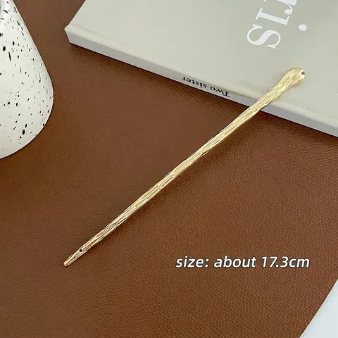 Minimalist Alloy Hair Stick Liquid Metal Texture Waterdrop Shape Retro Elegant Hairpin For Women Modern Chinese Style