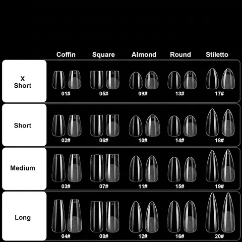 Transparent Soft Gel Nail Tips Full Cover Pre Shaped Manicure Extensions Various Shapes Professional Salon Home DIY For Women