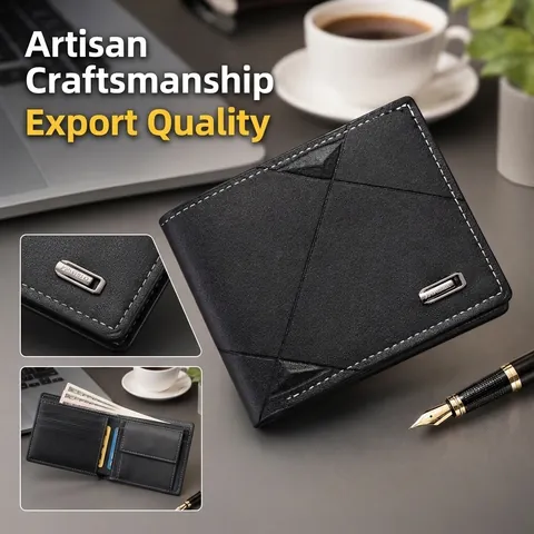 Men Bifold Short Wallet PVC Leather Lychee Texture Slim Multi Card Slots Cash Pocket Casual Business Fashion Style