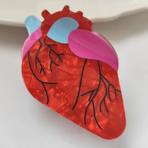 Anatomical Human Organ Heart Brain Lungs Medical Healthcare Acrylic Hair Claw Clip Creative Syringe Lab Flask Printed Shark Hair Clip For Women Hair Jewelry