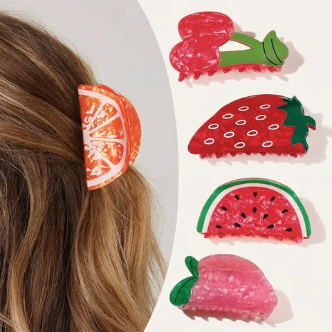 Simpatiche Mollette per Capelli Serie Frutta Design Fragola Ciliegia Anguria Stile Ins Grandi Artigli per Capelli per Donne Ragazze Accessori per Capelli