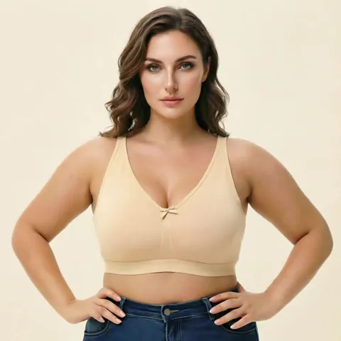Plus Size Vollschale BH Für Damen Drahtlose Baumwolle Gepolsterte Push Up Bequeme Lingerie Große Größen Unterwäsche Top