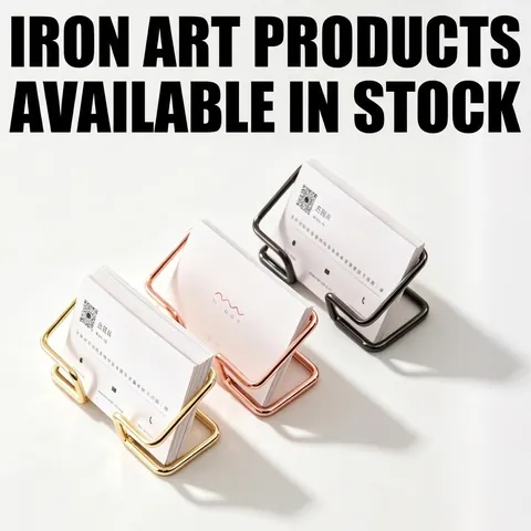 Metal Business Card Holder Minimalist Desktop Stand Geometric Iron Office Desk Storage Organizer Display Rack