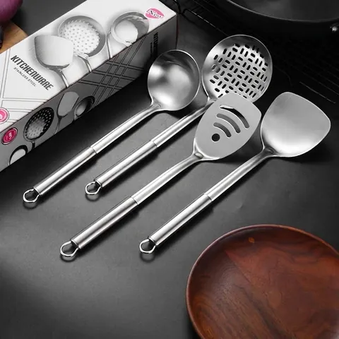 Stainless Steel 430 Cooking Utensils Spatula Ladle Skimmer Slotted Turner Heat Resistant Kitchen Tools Modern Style