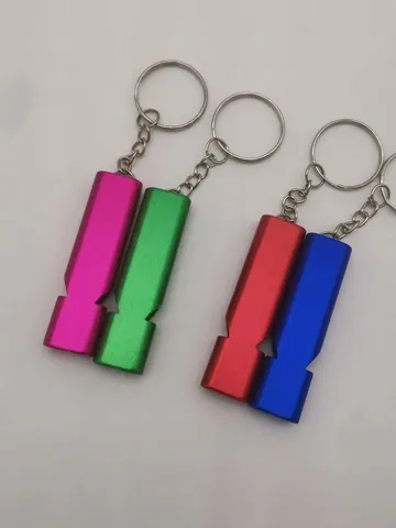 Aluminum Alloy Dual Frequency Survival Whistle With Keyring High Decibel Loud Emergency Outdoor Camping Rescue Signal Tool
