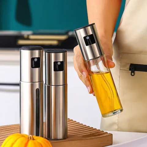 100ml Glass Oil Spray Bottle For Cooking Press Type Stainless Steel Vinegar Sprayer Oil Mister With Scale For Kitchen BBQ