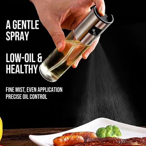 100ml Glass Oil Spray Bottle For Cooking Press Type Stainless Steel Vinegar Sprayer Oil Mister With Scale For Kitchen BBQ