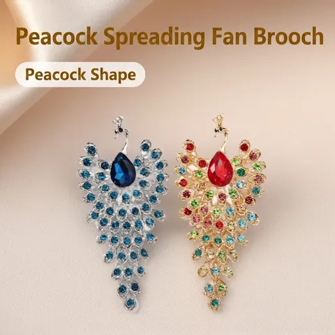 Vintage Chinese Style Peacock Brooch Alloy Rhinestone Inlaid Phoenix Pin Luxury Palace Fashion Jewelry Wedding Party Gift Women