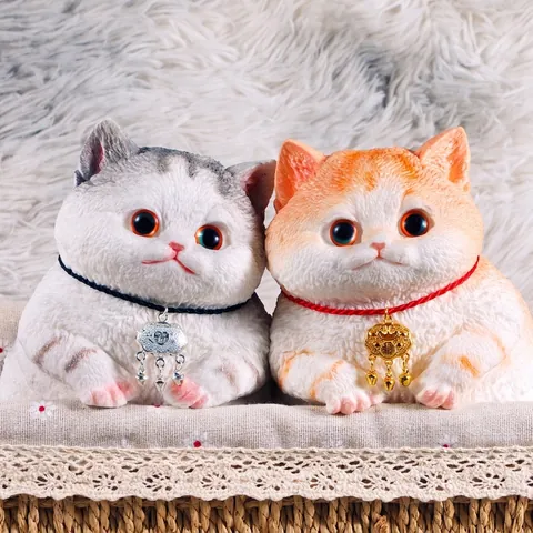 Simulation Fat Cat Squishy Silicone Toy Stress Relief Soft Squeeze Kitten Toy With Gift Box Decompression Birthday Gift