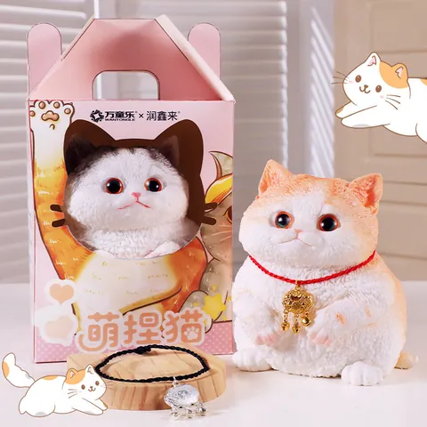 Simulation Fat Cat Squishy Silicone Toy Stress Relief Soft Squeeze Kitten Toy With Gift Box Decompression Birthday Gift