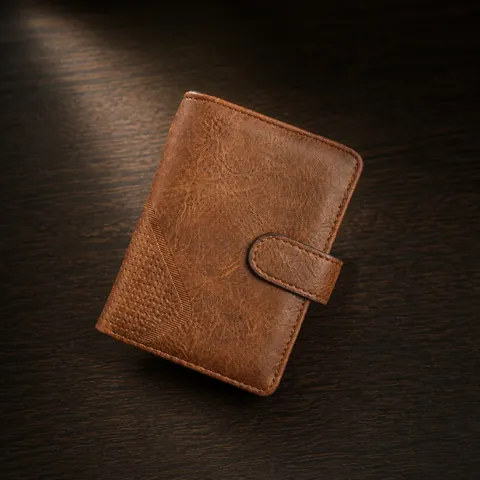 Cartera Corta Para Hombre Vintage Cuero PU Triple Pliegue Negocios Ocio Porta Tarjetas Con Ventanas De Identificación Bolsillo Para Monedas