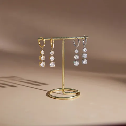 Luxus 18K Vergoldeter Edelstahl Herz Strass Anhänger Creolen Für Damen Europäischer Klassischer Modeschmuck