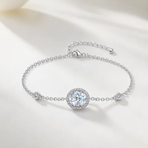 Pulsera de Cinco Flores de Moissanita de Plata de Ley 925 para Mujer Elegante Regalo de Joyería de Cadena Ajustable de Diamantes Brillantes Color D con Certificado GRA