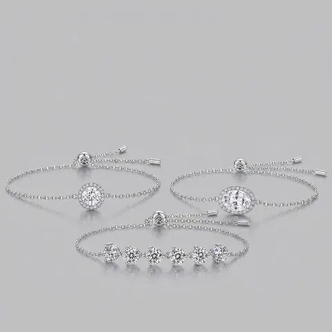 S925 Ασημένιο Βραχιόλι Moissanite με Πέντε Λουλούδια για Γυναίκες Κομψό D Χρώμα Λαμπερό Διαμάντι Ρυθμιζόμενη Αλυσίδα Κοσμήματα Δώρο Με Πιστοποιητικό GRA