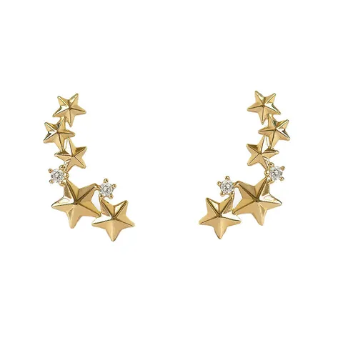 Star Stud Earrings With Zircon In 925 Sterling Silver Minimalist Fashion Jewelry For Women