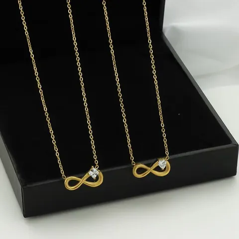 Collana Infinito in Acciaio Inossidabile Con Ciondolo in Zirconia Oro Argento Placcato Elegante Gioielli Per Donna