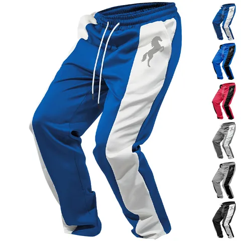 Men's Jogger Pants Polyester Spandex Patchwork Color Block Sweatpants Drawstring Elastic Waist Pockets Sporty Casual Comfort