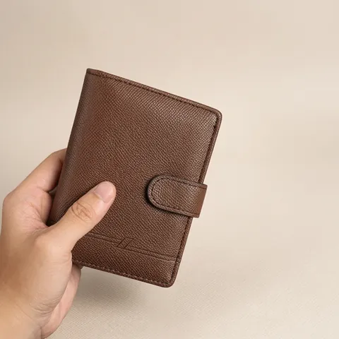 Men's Business Wallet PU Leather Triple Fold Multi Functional Passport Holder Card Case With Buckle ID Window Coin Pocket