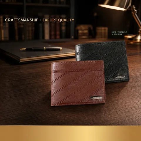 Heren Retro PU-Leren Korte Bifold Portemonnee Casual Mode Meerdere Kaartsleuven Grote Capaciteit Litchi-Textuur Zakelijke Geldclip Voor Heren
