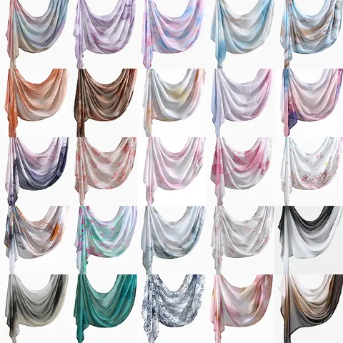 Women Ethnic Style Printed Hijab Headscarf Polyester Gradient Marble Pattern Shawl For Daily Muslim Wear Fashion Accessories