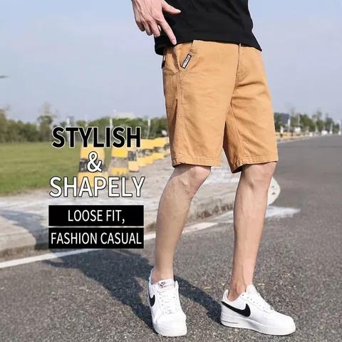 Pantalones Cortos Cargo de Algodón Fino para Hombre Estilo Coreano Ajuste Holgado Pantalones Cortos Informales Con Bolsillos para Uso Diario al Aire Libre