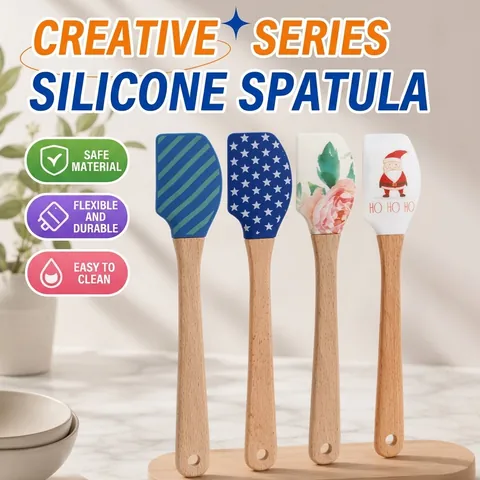 Spatule En Silicone Avec Manche En Bois Qualité Alimentaire Grattoir À Crème Épandeur De Beurre Pour Cuisine Patisserie Noël