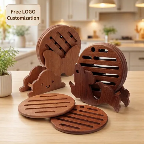 Wudan Wood Trivet And Creative Animal Storage Holder Hollowed Heat Insulated Coaster For Hot Pots Kitchen Dining Room