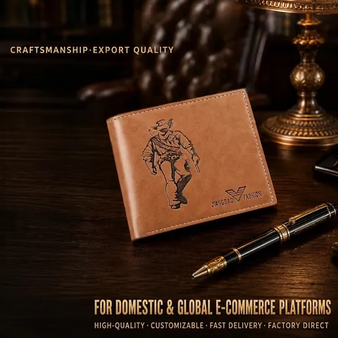 Men Bifold Wallet PU Leather Multi Card Slots ID Window Western Cowboy Embossed Retro Business Slim