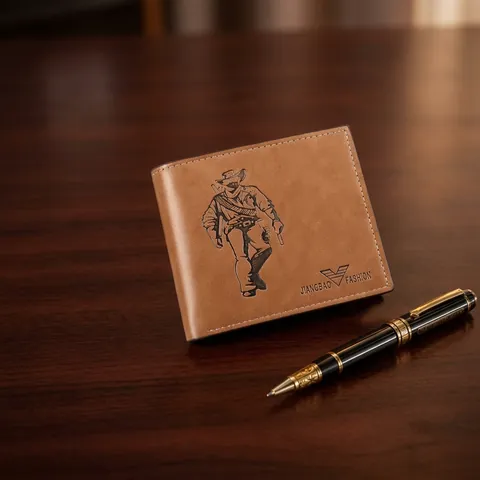 Portefeuille Homme Bifold Cuir PU Multi Fentes Cartes Gaufrage Cowboy Rétro Business Mince