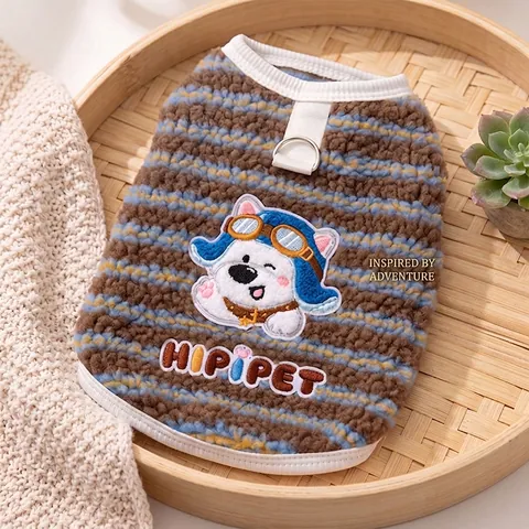 Haustier Lammwolle Jacquard Bekleidung Warm Verdickt Hund Katze Weste Mit Leinen D-Ring Niedliche Welpenkleidung Für Kleine Mittlere Hunde