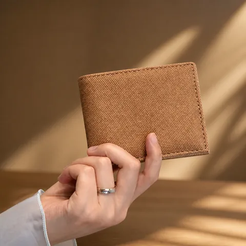 Herren Bifold Geldbörse Ultradünn PU Leder Oxford Stoff Mehrere Kartenfächer Minimalistisch Kurz Portemonnaie
