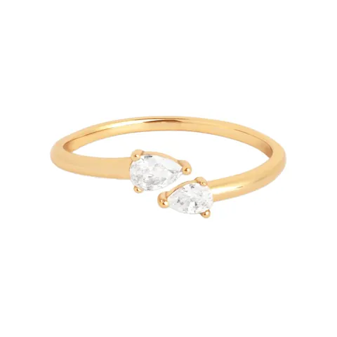 925 Sterling Silver Pear Cut Zirconia Open Ring Fashion Minimalist Adjustable Finger Ring For Women Light Luxury Jewelry Gift