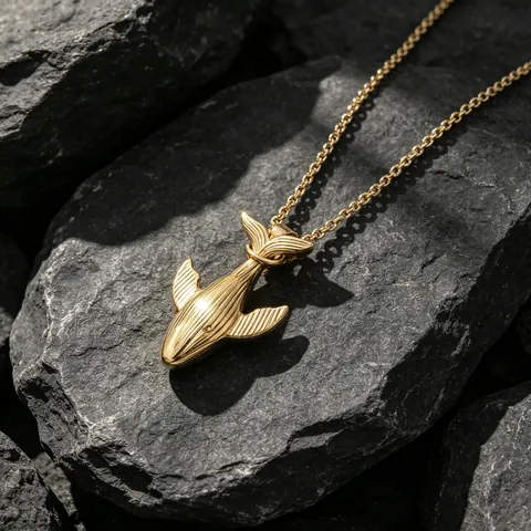 Stainless Steel Whale Pendant Necklace Vintage Ocean Animal Jewelry For Men Women INS Style Gold Silver Polished Whale Tail Charms