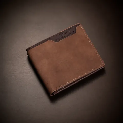 Portefeuille Bifold Homme Cuir PU Mat Court Clip Argent Vintage Style Business Multiples Fentes Cartes