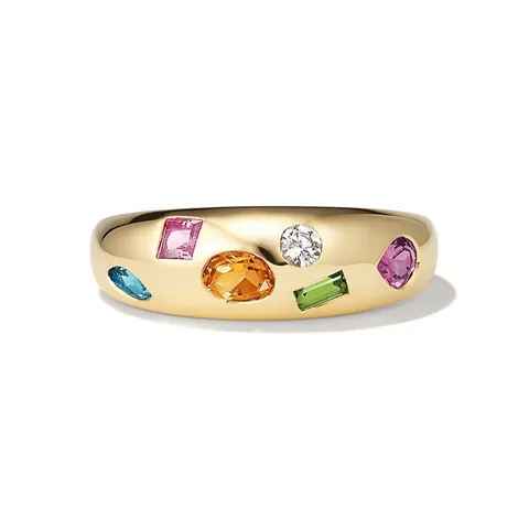 Luxury 925 Sterling Silver Colorful Zirconia Dome Ring For Women 18K Gold Plated Micro Inlay Fashion Jewelry Finger Ring