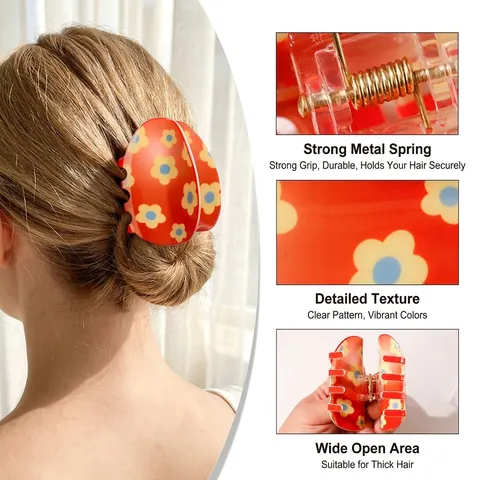Pinzas para el Cabello con Estampado de Flores y Huevos de Pascua de PVC Colores de Caramelo para Mujeres Niñas Accesorios Retro