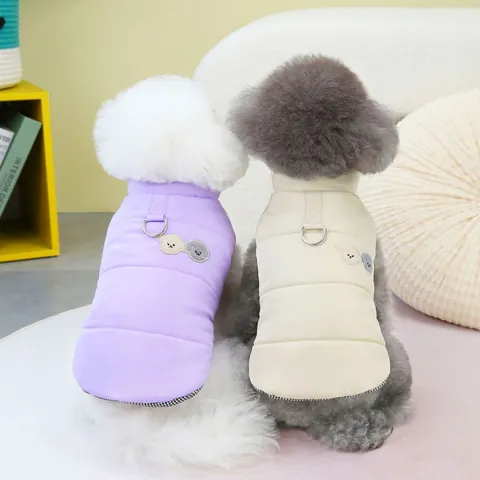 Cute Cartoon Dog Clothes Fleece Lined Thickened Winter Pet Jacket Warm Quilted Puppy Vest With D-Ring Polyester Pet Clothing