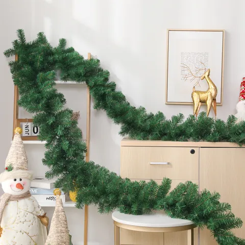 Kerst Gevlokte Slinger Met Dennenappels Rode Bessen PVC Sneeuwslinger Voor Open Haard Trap Vakantie Decoratie