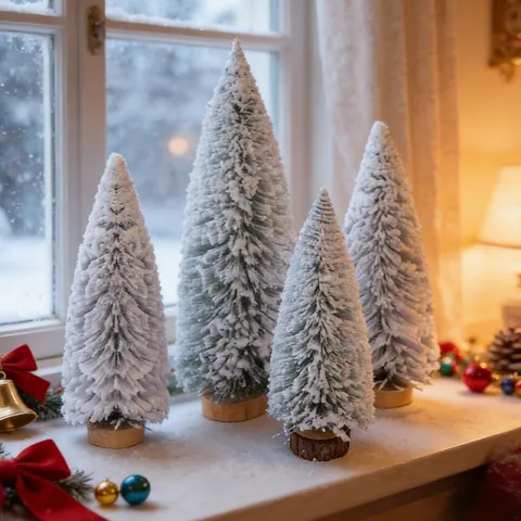 Mini Beflockung Weihnachtsbaum Schneezeder Schreibtisch Dekoration Mit Holzsockel Festliche Haus Büro Tischdeko Zubehör