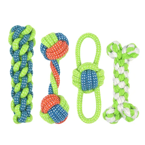 Durable Cotton Rope Dog Toy For Teeth Cleaning Braided Knot Chew Toy For Small Medium Large Dogs Interactive Pet Training