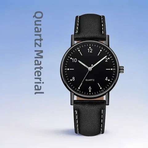 Casual Quartz Watch For Men Women Luminous Analog Wristwatch With Genuine Leather Strap Minimalist Alloy Case Watch For Students