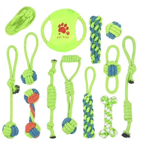 Durable Cotton Rope Dog Toy For Teeth Cleaning Braided Knot Chew Toy For Small Medium Large Dogs Interactive Pet Training