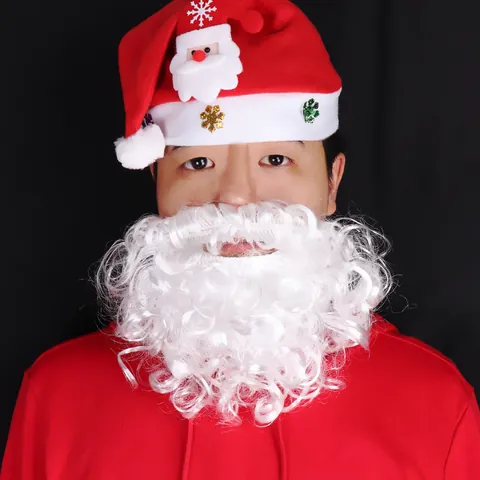 Barba Riccia Bianca di Babbo Natale Realistica Barba Finta Realistica Accessorio per Costume per Festa di Natale Travestimento